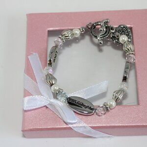 Sentimental Granddaughter Love Always Bracelet - Stretch Silver Tone With Charm